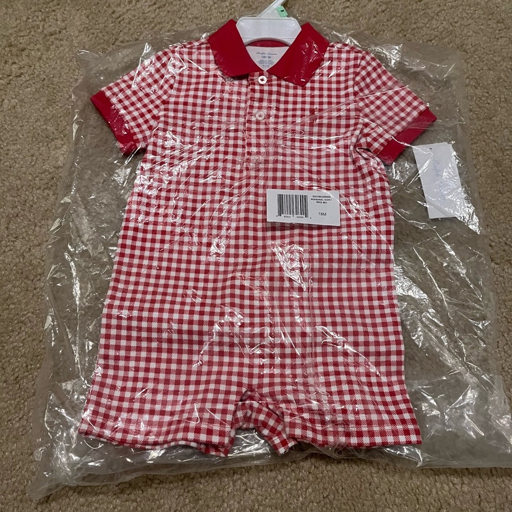 NEW Ralph Lauren Signature Polo Gingham Romper/Onesie